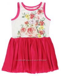 летнее платье для девочек LC Waikiki бело-красного цвета с цветами на груди