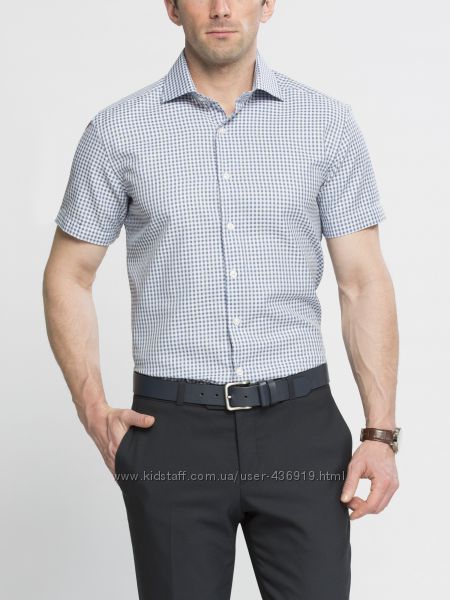 мужская рубашка с коротким рукавом LC WAIKIKI белого цвета в клет