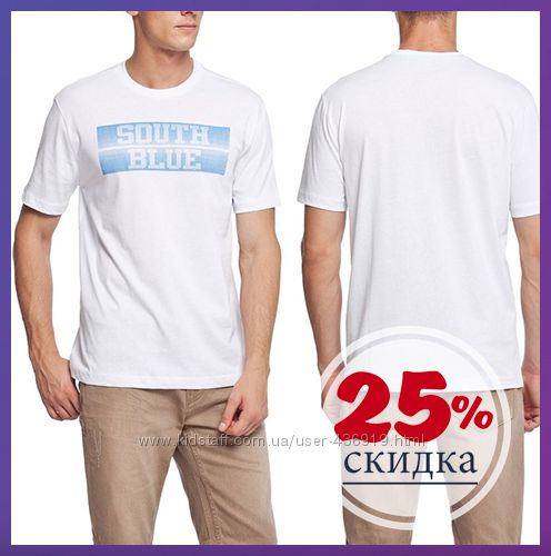 мужская футболка LC Waikiki белого цвета с надписью South blue
