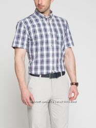 мужская рубашка с коротким рукавом LC WAIKIKI белого цвета в синюю полоску