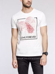 мужская футболка LC Waikiki ярко-белого цвета с Love forever