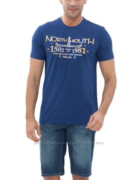 фирменное мужская футболка LC Waikiki синего цвета North south