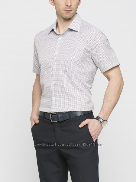 мужская рубашка с коротким рукавом LC WAIKIKI белого цвета в полоску