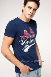 фирменная мужская футболка DE FACTO темно-синего цвета Vintage