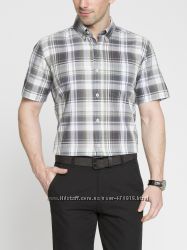 мужская рубашка с коротким рукавом LC WAIKIKI белого цвета в серые полоски