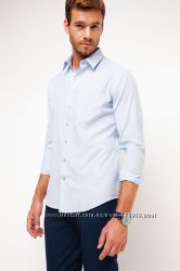 бледно-голубая мужская рубашка De Facto