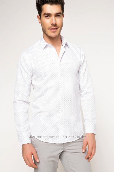 ярко-белая мужская рубашка De Facto
