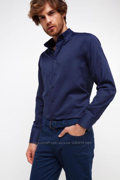синяя мужская рубашка De Facto