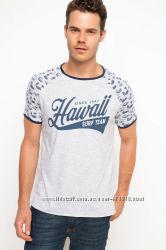 серая мужская футболка DE FACTO с Hawaii surf team