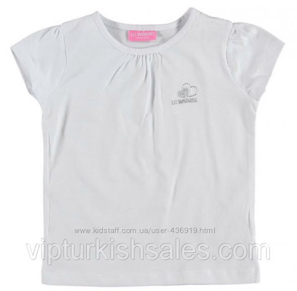 белая футболка для девочки LC Waikiki с логотипом на груди