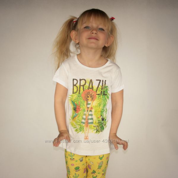 белая футболка для девочки LC Waikiki с надписью Brazil