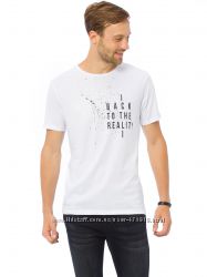 белая мужская футболка LC Waikiki с надписью Back to the reality