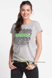 серая женская футболка De Facto с леопардовым принтом. фирменная Турция