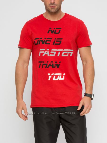 красная мужская футболка Lc Waikiki с надписью No one is faster than you