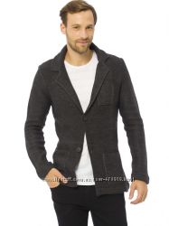 мужской пиджак серый LC Waikiki  ЛС Вайкики с латками и карманами 