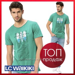 зеленая мужская футболка Lc Waikiki с надписью Storm Rides California