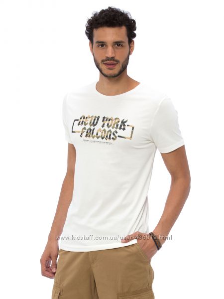 мужская футболка белая Lc Waikiki  Лс Вайкики с надписью New York falcons