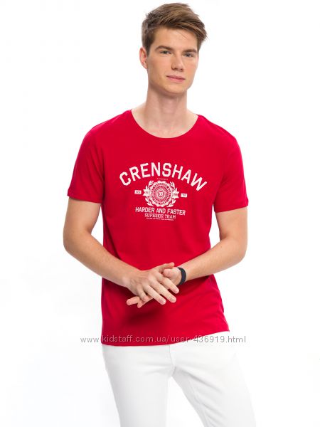 мужская футболка красная Lc Waikiki  Лс Вайкики с надписью Crenshaw 