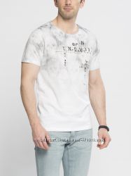 мужская футболка белая lc waikiki  лс вайкики с серым абстрактным принтом