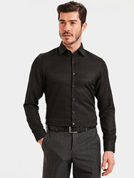 черная мужская рубашка LC Waikiki классического покроя с черными пуговицами