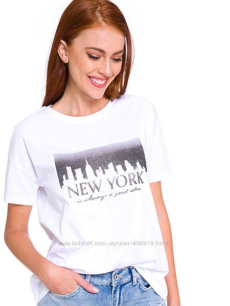 белая женская футболка Lc Waikiki  Лс Вайкики New York