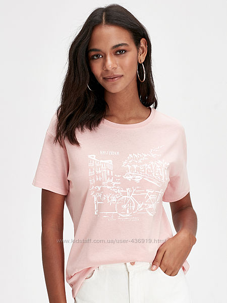 персиковая женская футболка Lc Waikiki  Лс Вайкики Amsterdam