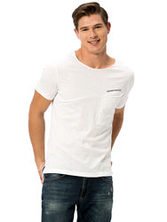 белая мужская футболка LC Waikiki с карманом на груди Weekend Survivor 