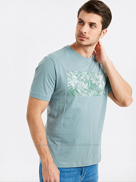 мужская футболка LC Waikiki  ЛС Вайкики с лиственным принтом Stay Natural