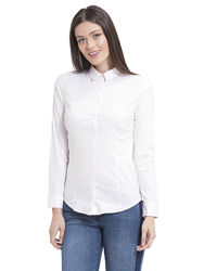 персиковая женская рубашка LC Waikiki / ЛС Вайкики в белую полоску