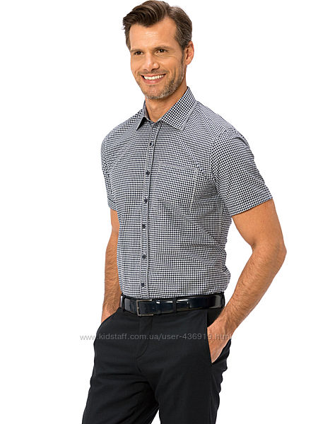 мужская рубашка LC Waikiki с коротким рукавом, в темно-синюю клетку