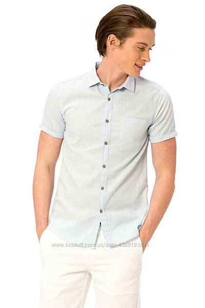 голубая мужская рубашка LC Waikiki / ЛС Вайкики с карманом на груди