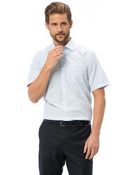белая мужская рубашка LC Waikiki с карманом на груди, с голубым принтом
