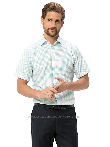 белая мужская рубашка LC Waikiki с карманом на груди, в голубую клетку