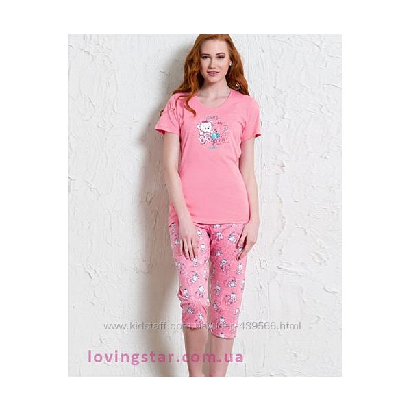 Пижама с коротким рукавом. Футболка-капри, майка-шорты, для беременных.