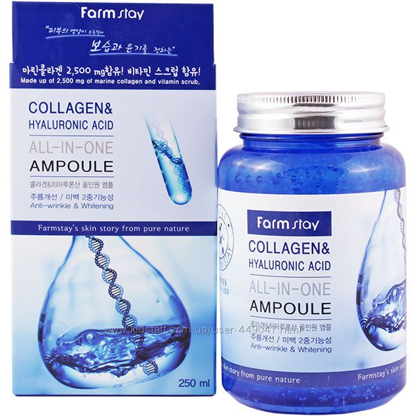 Сыворотка с коллагеном и гиалур. кисл-й FARMSTAY Collagen Hyaluronic 250 мл