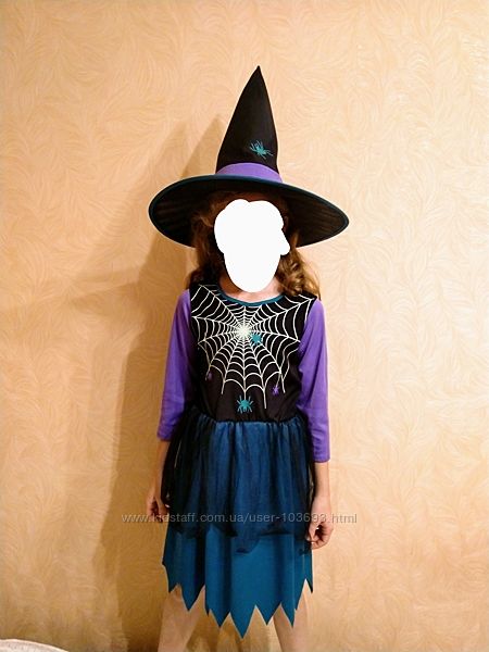 Костюм для Хэллоуина платье и шляпа 128-140 р.