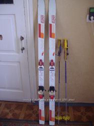 Лыжи горные с палками привезены из Германии ростовка 150