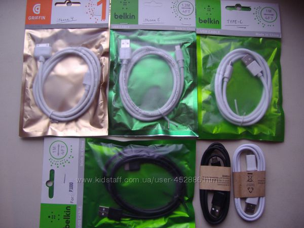 USB кабель для зарядки и синхронизации iPhone4, iPhone5, microUSB, TYPE-C, TAB