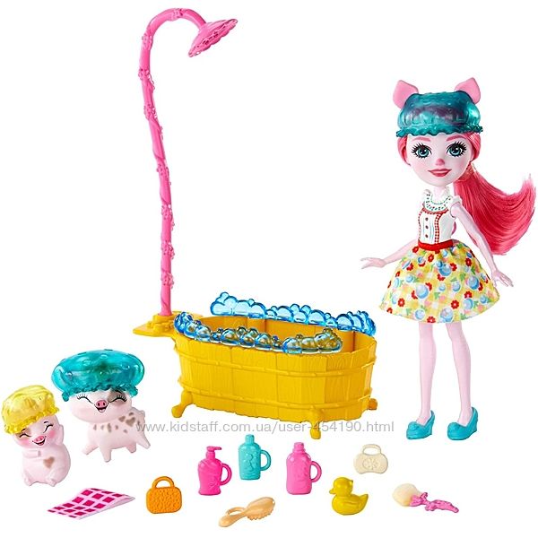 Энчантималс набор Банный день и кукла свинка Петя Пигги Enchantimals GJX36
