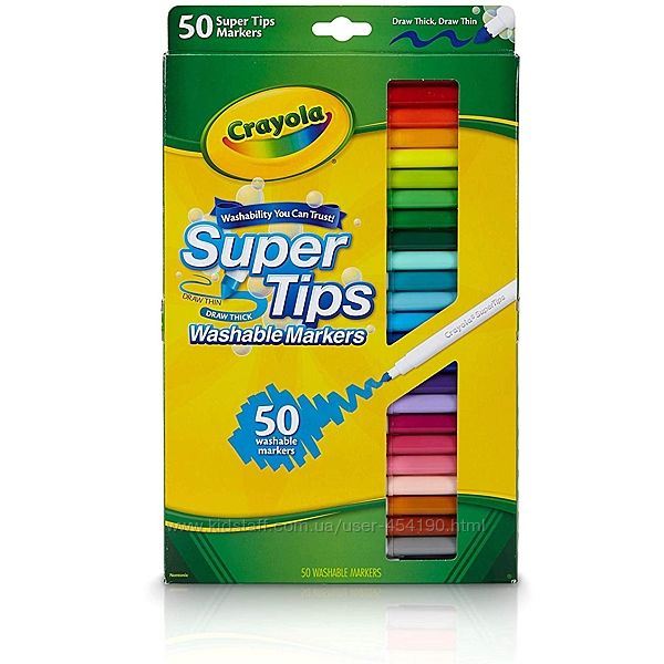 Фломастеры маркеры смывающиеся 50 цветов Crayola Super Tips F9G25