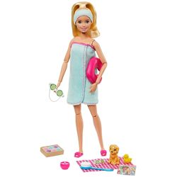 Кукла Барби  шарнирная с собачкой Релакс СПА процедуры Barbie Spa GJG55