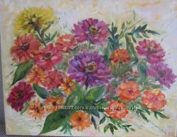 Картина аромат липневих квітів, холст, масло, 35 на 45 см