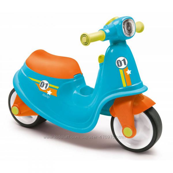 Детский голубой беговел скутер каталка Smoby 721001