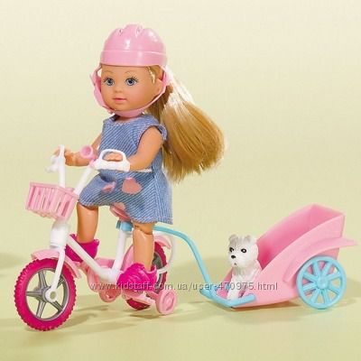 Кукла Эви на велосипеде с собачкой Simba 5730783