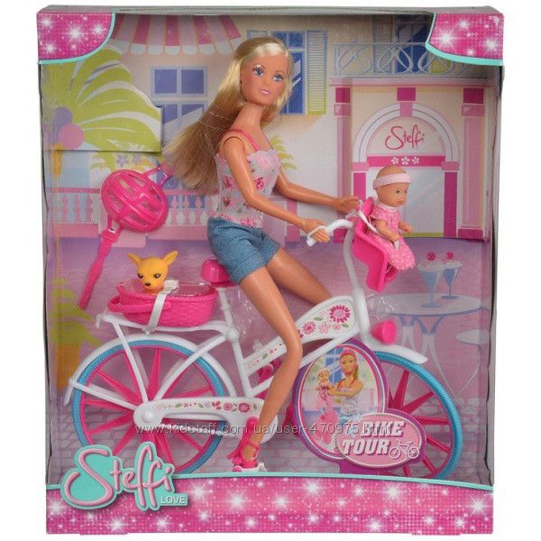 Кукла Штеффи с малышом и чихуахуа на велосипеде Simba 5739050
