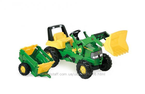 Трактор детский на педалях с прицепом Junior John Deere Rolly Toys 811496