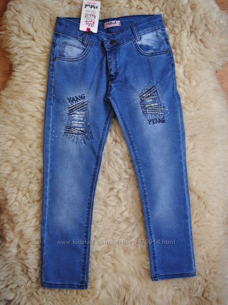 Модные джинсы для девочки, Камни, Вышивка, Турция, Хит, от 6 до 12 лет