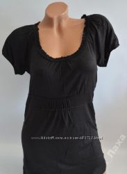 Женская чёрная удлинённая футболка р. 44-46