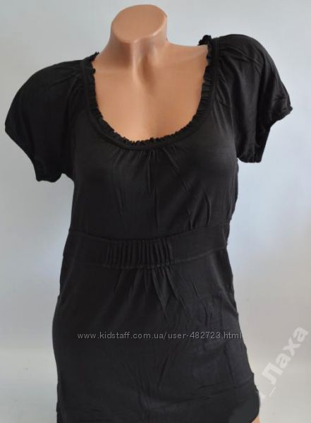 Женская чёрная удлинённая футболка р. 44-46