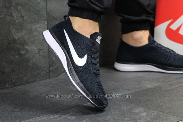 Кроссовки мужские сетка Nike Flyknit Racer dark blue